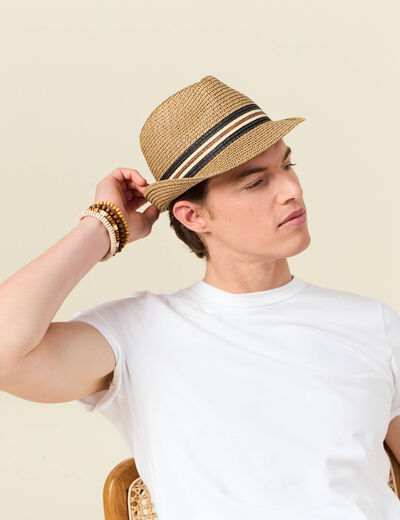 Chapeau tressé sable homme
