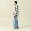 Surchemise oversize courte doubl&eacute;e bleu marine homme