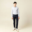 Chemise cintr&eacute;e en coton manches longues gris homme