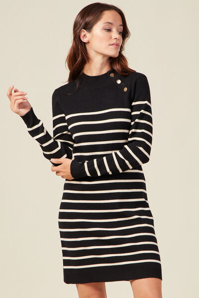 Robe pull éco-responsable noir femme