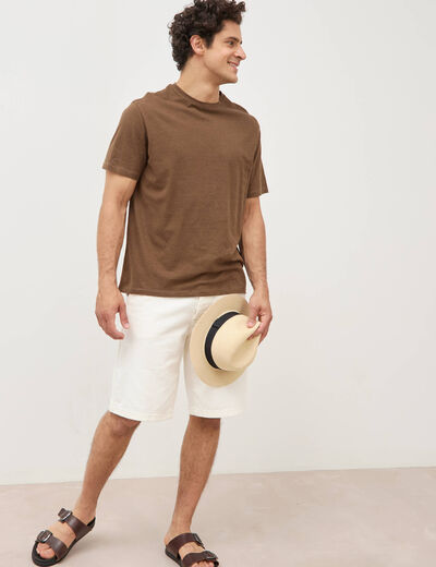 T-shirt ras de cou manches courtes taupe homme