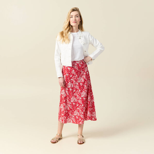 Jupe longue portefeuille rouge femme