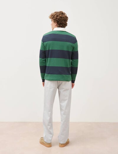 Polo manches longues broderie bleu marine homme