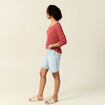 Pull manches 3/4 ajouré vieux rose femme