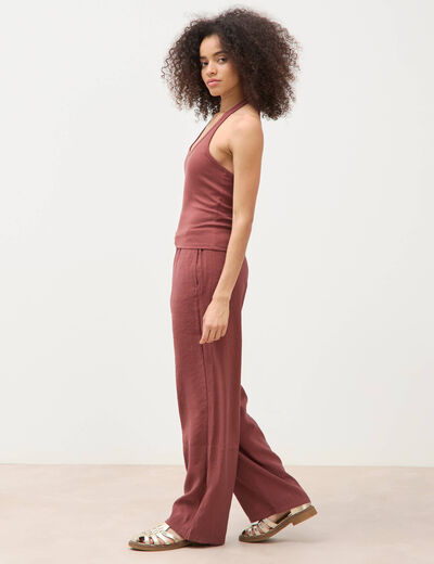 D&eacute;bardeur d&eacute;collet&eacute; brassi&egrave;re int&eacute;gr&eacute;e marron cognac femme