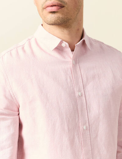 Chemise manches longues rose pastel homme