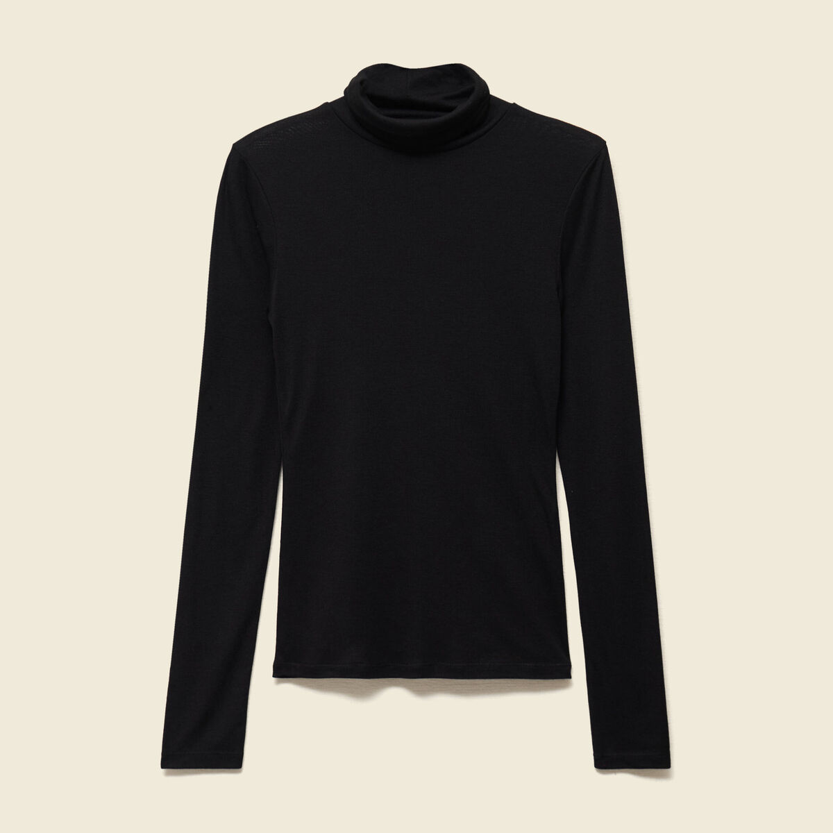T-shirt cintr&eacute; manches longues col roul&eacute; noir femme