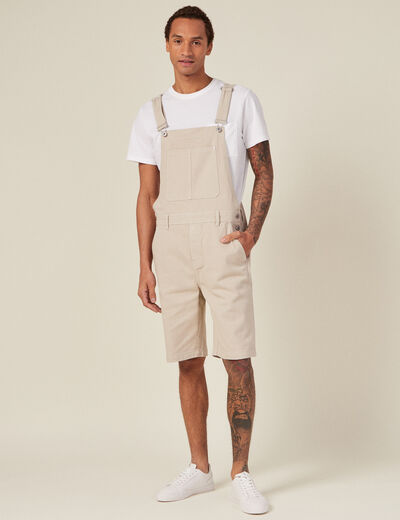 Salopette short droite beige homme