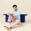 Jeans straight longueur 32 en coton rose homme