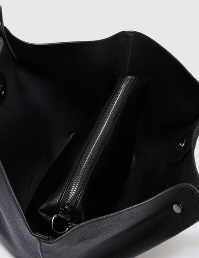 Cabas sac bandouli&egrave;re noir femme