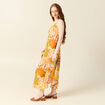 Robe longue droite orange corail femme