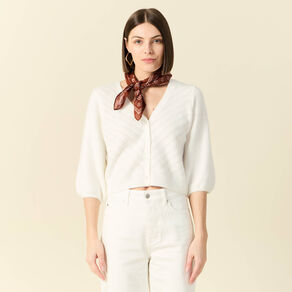 Gilet manches 3/4 blanc femme