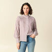 Chemise manches longues col montant marron cognac femme