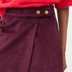 Jupe-short taille haute en velours prune femme