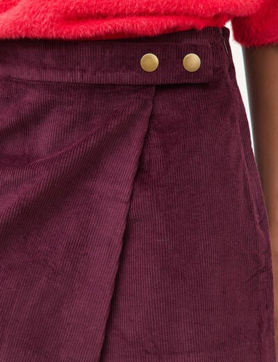 Jupe-short taille haute en velours prune femme