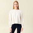 Sweat col rond manches longues ecru femme