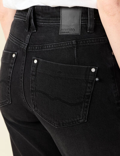 Jeans mom slim denim noir femme