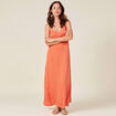 Robe longue droite satin orange foncé femme