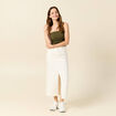 Bustier cropped côtelé vert kaki femme