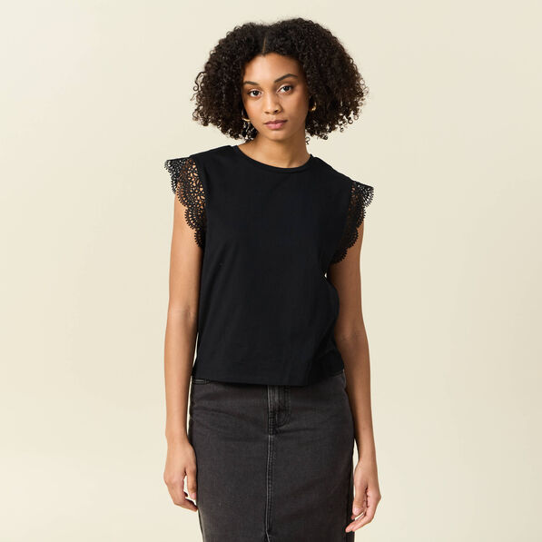 T-shirt manches courtes noir femme
