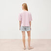 T-shirt col v manches courtes en coton parme femme