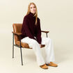 Pull manches longues col roulé rouge foncé femme