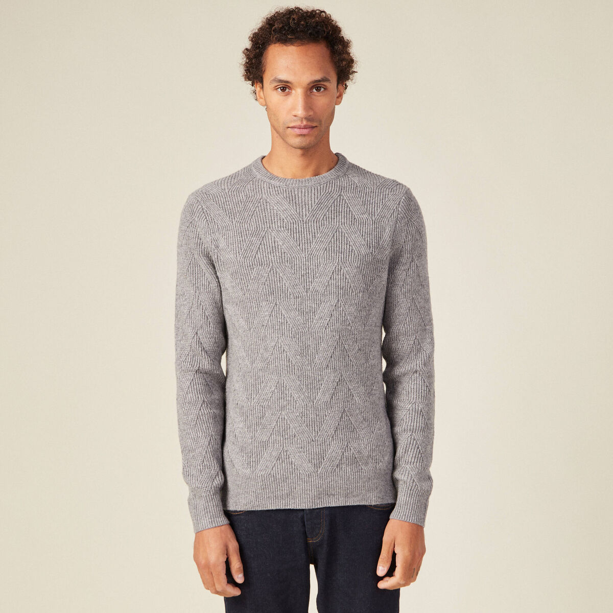 Pull manches longues gris homme