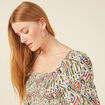 Blouse manches courtes smockée multicolore femme
