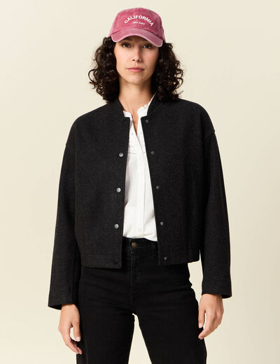 Gilet manches longues gris fonc&eacute; femme