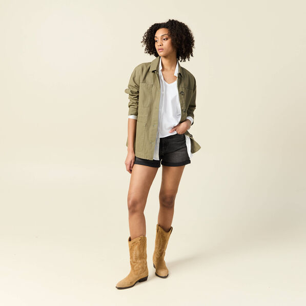 Surchemise oversize vert kaki femme
