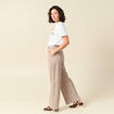 Pantalon loose taille standard fluide beige femme