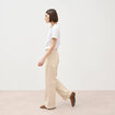 Jeans large taille haute ray&eacute; denim blanc femme