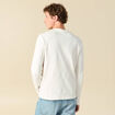 T-shirt cintr&eacute; en coton manches longues ecru homme