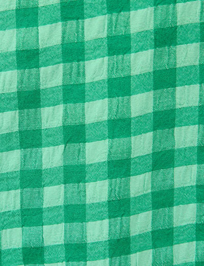 Blouse vichy droite cropped sans manches vert femme