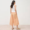 Pantalon large taille haute 3/4 en coton orange abricot femme