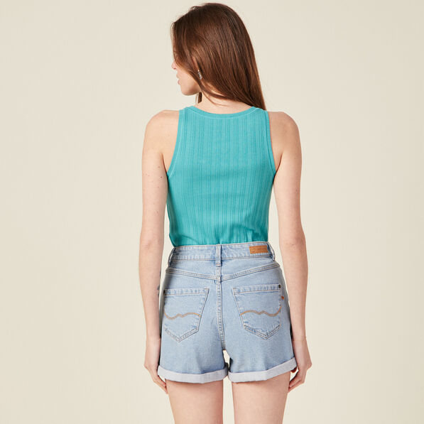 Débardeur bretelles larges bleu turquoise femme