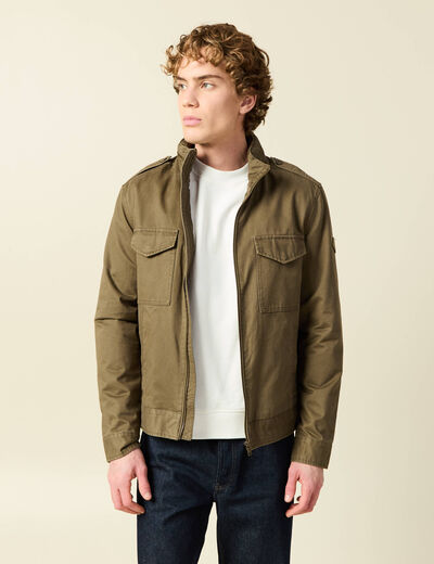 Veste col montant manches longues taupe homme