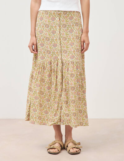 Jupe fluide vert femme