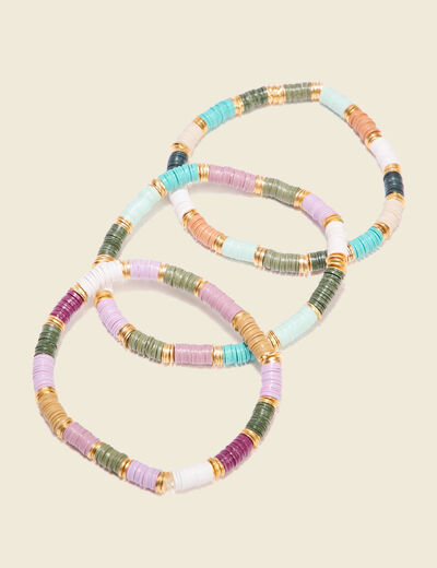 Lot 3 bracelets perles multicolore femme