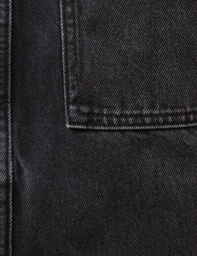 Veste droite en coton col classique denim noir homme