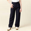 Pantalon large &agrave; pinces bleu fonc&eacute; femme
