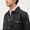Veste droite en coton col classique denim noir homme