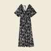 Robe longue droite dos en V noir femme