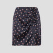 Jupe droite froncée satinée noir femme