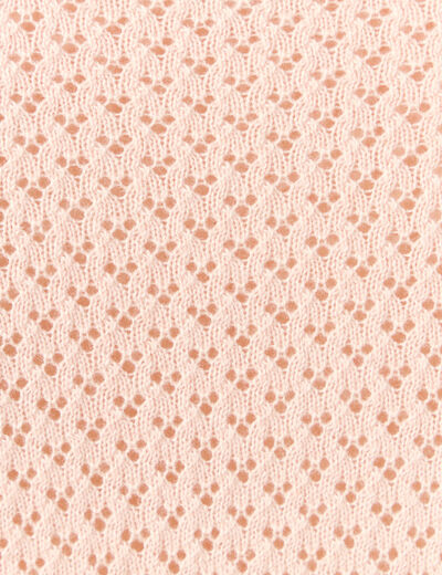 Pull manches courtes ajouré rose poudrée femme