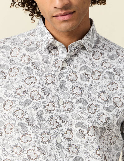 Chemise en coton manches longues blanc homme
