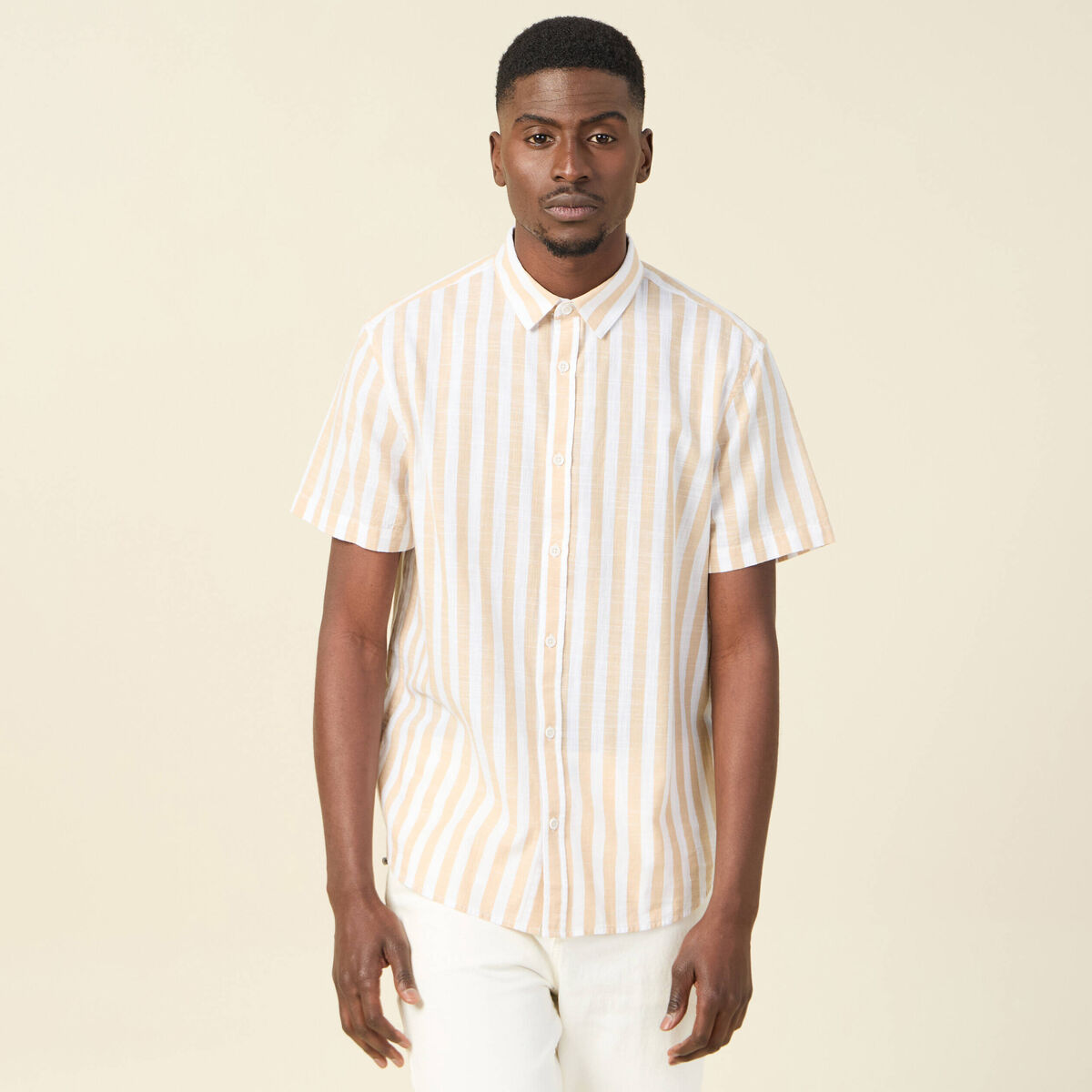 Chemise manches courtes beige homme