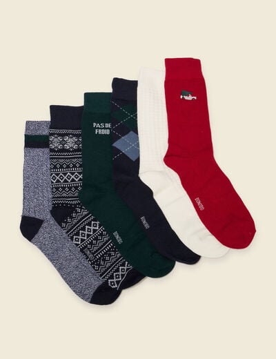 Lot de 6 paires de chaussettes bordeaux homme