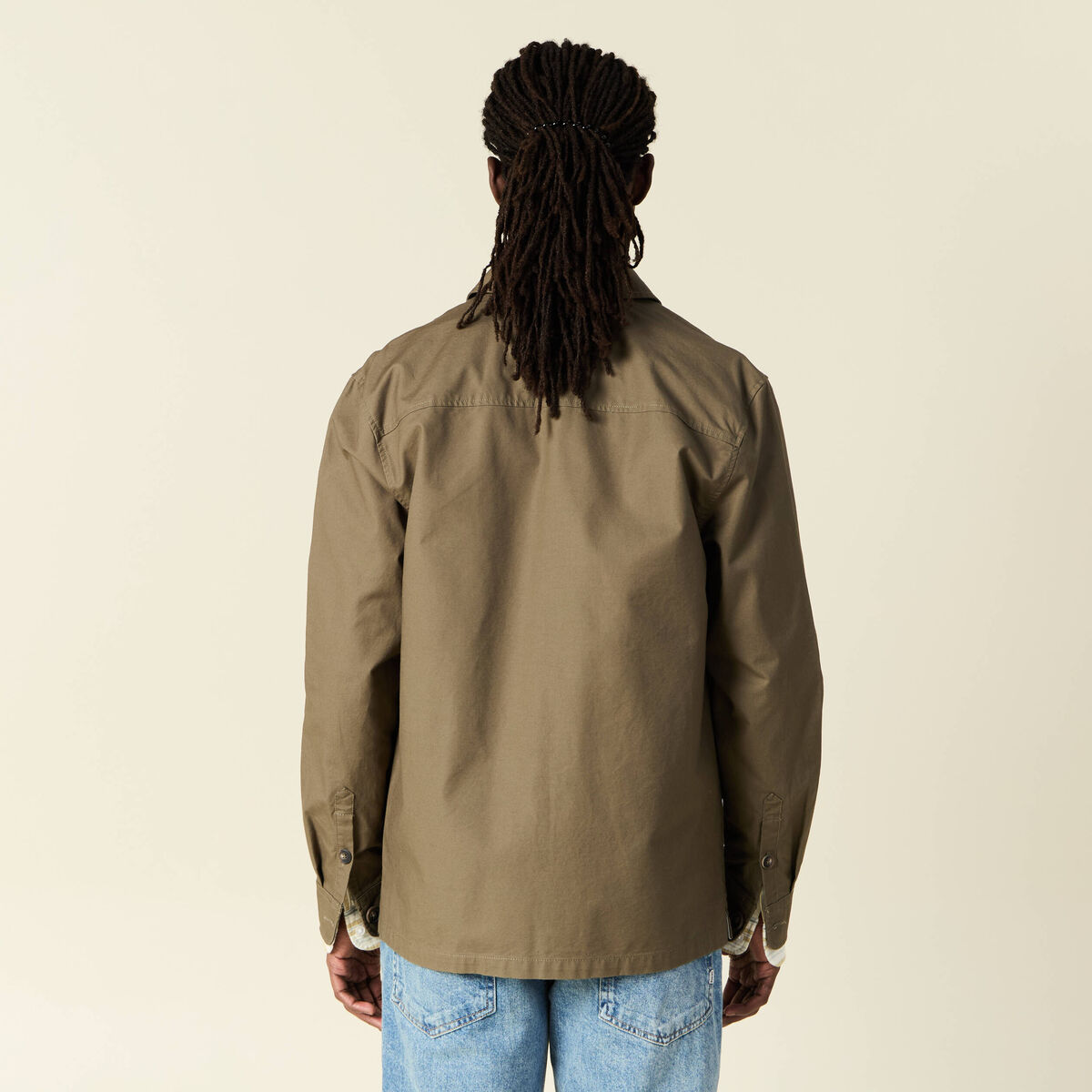Surchemise manches longues vert kaki homme