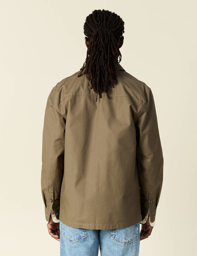 Surchemise manches longues vert kaki homme